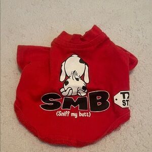XXS Red Dog Shirt with Cartoon Print